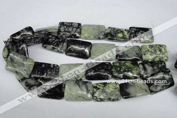 CPJ235 15.5 inches 25*30mm rectangle green picasso jasper beads