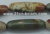 CPJ26 15.5 inches 13*40mm cylinder picasso jasper beads wholesale