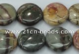 CPJ27 15.5 inches 20mm flat round picasso jasper beads wholesale