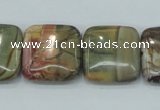 CPJ32 15.5 inches 20*20mm square picasso jasper beads wholesale