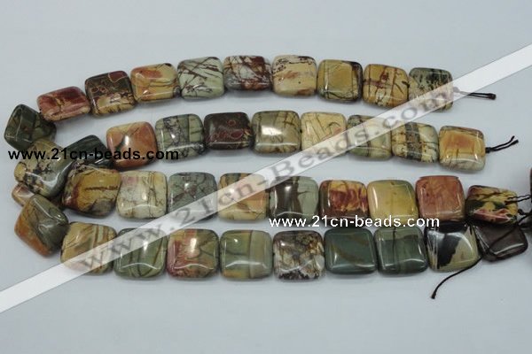 CPJ32 15.5 inches 20*20mm square picasso jasper beads wholesale