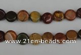 CPJ350 15.5 inches 8mm flat round picasso jasper gemstone beads