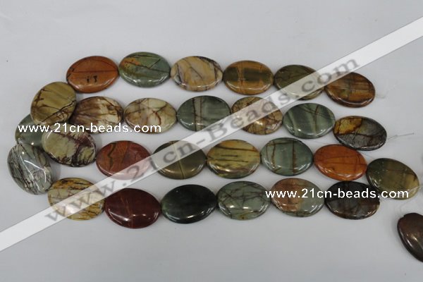 CPJ358 15.5 inches 22*30mm oval picasso jasper gemstone beads