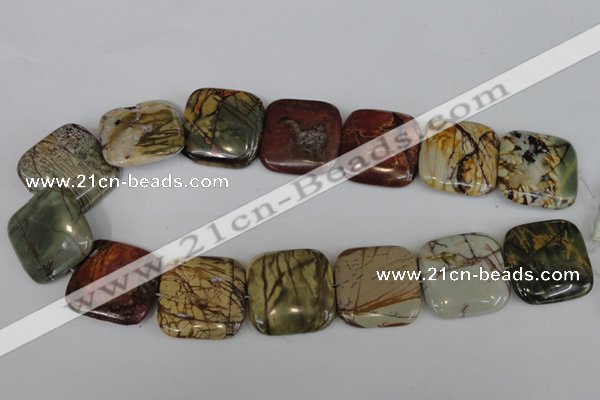 CPJ363 15.5 inches 30*30mm square picasso jasper gemstone beads