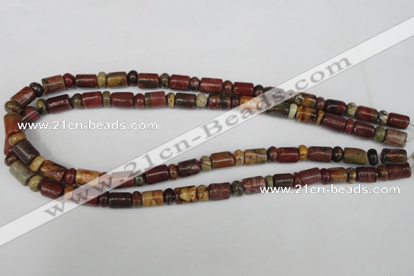 CPJ367 15.5 inches 5*8mm rondelle & 8*10mm tube picasso jasper beads