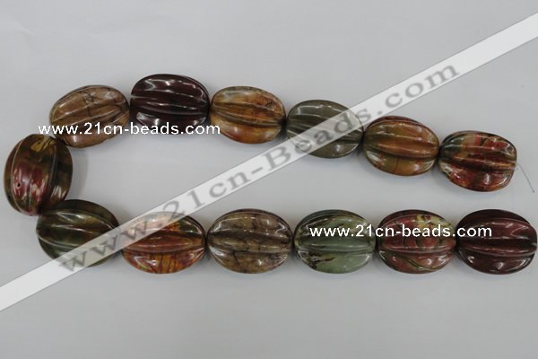 CPJ373 15.5 inches 25*32mm starfruit picasso jasper gemstone beads