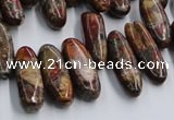 CPJ376 15.5 inches 8*14mm - 8*22mm picasso jasper & pyrite chips beads