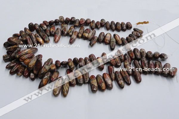 CPJ376 15.5 inches 8*14mm - 8*22mm picasso jasper & pyrite chips beads