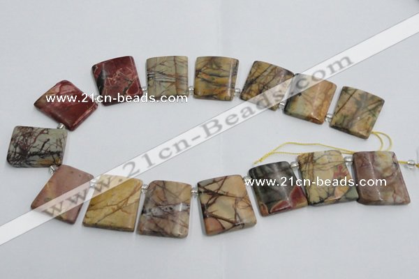 CPJ377 Top drilled 22*26mm trapezoid picasso jasper beads