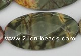 CPJ415 15 inches 25*50mm faceted oval picasso jasper gemstone beads