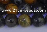 CPJ475 15.5 inches 14mm round black picasso jasper beads wholesale