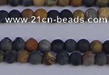 CPJ490 15.5 inches 4mm round matte black picasso jasper beads