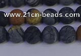 CPJ493 15.5 inches 10mm round matte black picasso jasper beads