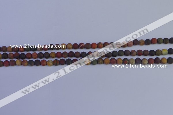 CPJ500 15.5 inches 4mm round matte picasso jasper beads wholeasle