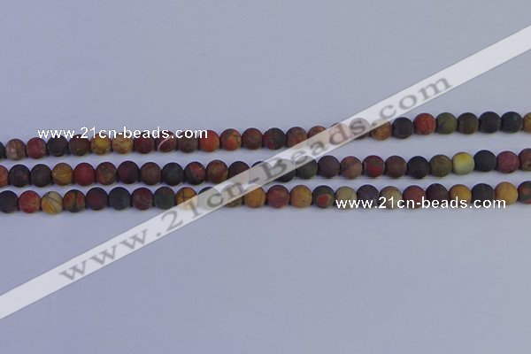 CPJ501 15.5 inches 6mm round matte picasso jasper beads wholesale