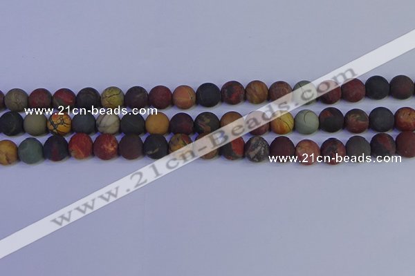 CPJ503 15.5 inches 10mm round matte picasso jasper beads wholesale