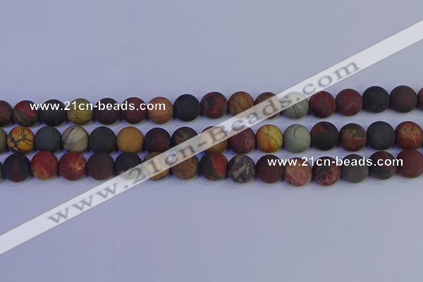 CPJ504 15.5 inches 12mm round matte picasso jasper beads wholesale