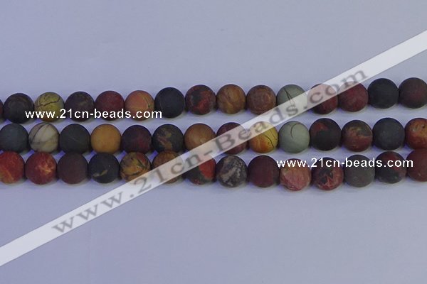 CPJ505 15.5 inches 14mm round matte picasso jasper beads wholesale