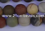 CPJ514 15.5 inches 12mm round matte polychrome jasper beads wholeasle