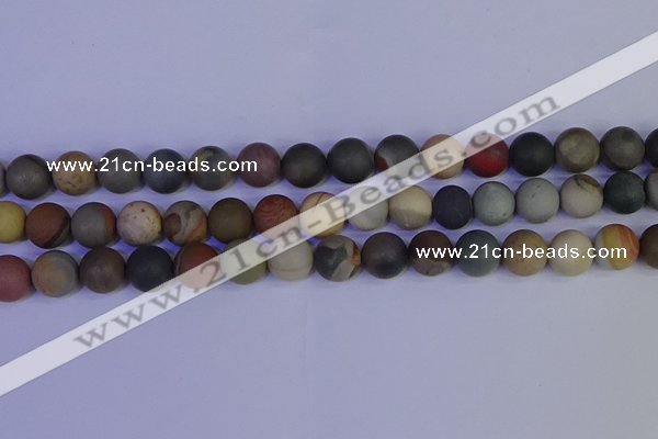 CPJ514 15.5 inches 12mm round matte polychrome jasper beads wholeasle