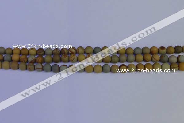 CPJ521 15.5 inches 6mm round matte wildhorse picture jasper beads