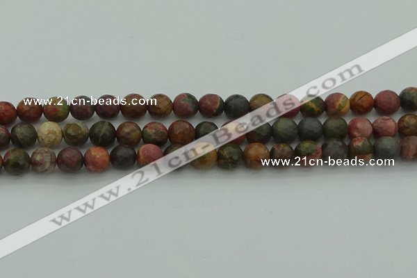 CPJ532 15.5 inches 8mm faceted round picasso jasper beads