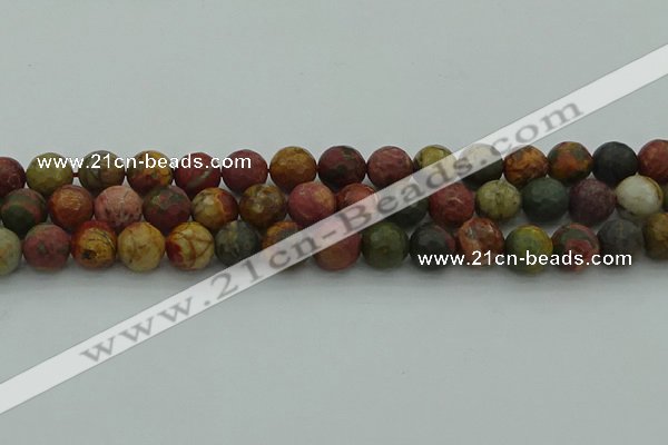 CPJ533 15.5 inches 10mm faceted round picasso jasper beads