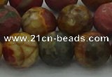 CPJ535 15.5 inches 14mm faceted round picasso jasper beads