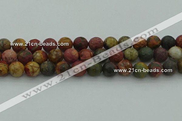 CPJ535 15.5 inches 14mm faceted round picasso jasper beads