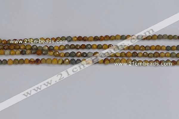 CPJ540 15.5 inches 4mm faceted round wildhorse picture jasper beads