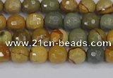 CPJ541 15.5 inches 6mm faceted round wildhorse picture jasper beads