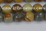 CPJ542 15.5 inches 8mm faceted round wildhorse picture jasper beads