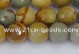 CPJ543 15.5 inches 10mm faceted round wildhorse picture jasper beads