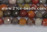 CPJ546 15.5 inches 4mm faceted round polychrome jasper beads