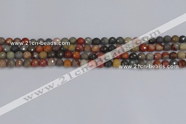 CPJ546 15.5 inches 4mm faceted round polychrome jasper beads