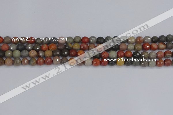 CPJ547 15.5 inches 6mm faceted round polychrome jasper beads