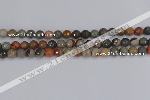 CPJ548 15.5 inches 8mm faceted round polychrome jasper beads