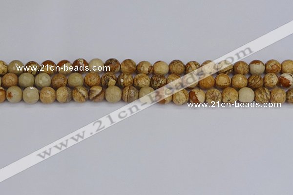 CPJ557 15.5 inches 8mm faceted round picture jasper beads