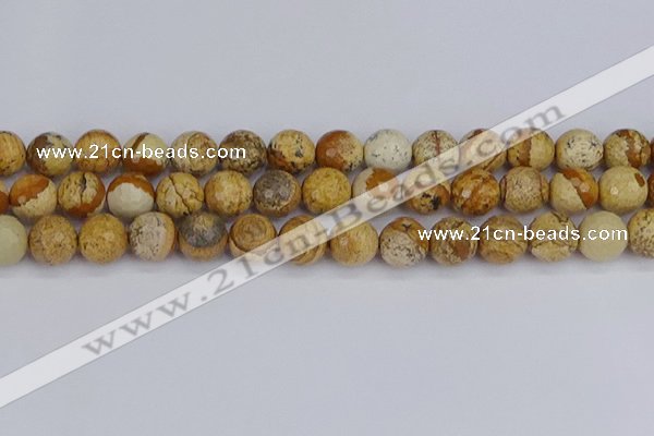 CPJ559 15.5 inches 12mm faceted round picture jasper beads