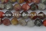 CPJ564 15.5 inches 6mm faceted nuggets polychrome jasper beads