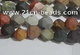 CPJ590 15.5 inches 6mm faceted nuggets matte polychrome jasper beads