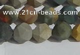 CPJ592 15.5 inches 10mm faceted nuggets matte polychrome jasper beads