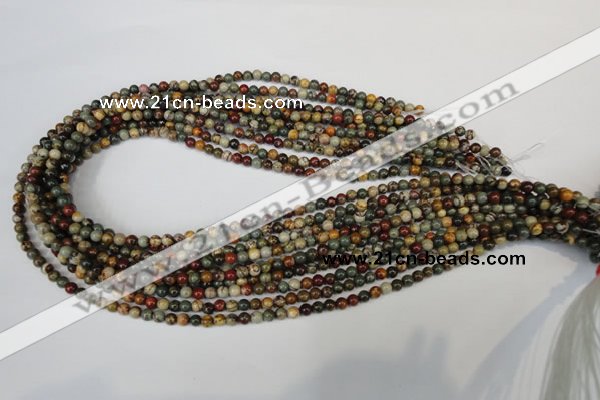 CPJ61 15.5 inches 4mm round picasso jasper gemstone beads