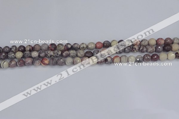 CPJ610 15.5 inches 4mm faceted round purple striped jasper beads