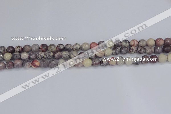 CPJ611 15.5 inches 6mm faceted round purple striped jasper beads