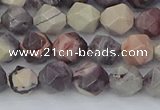 CPJ620 15.5 inches 6mm faceted nuggets purple striped jasper beads