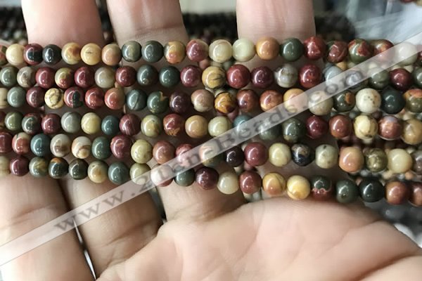 CPJ633 15.5 inches 4mm round picasso jasper beads wholesale