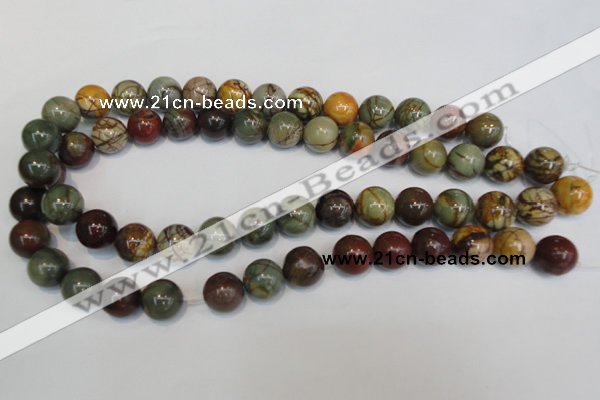 CPJ64 15.5 inches 14mm round picasso jasper gemstone beads