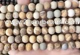 CPJ652 15.5 inches 8mm round matte picture jasper beads wholesale