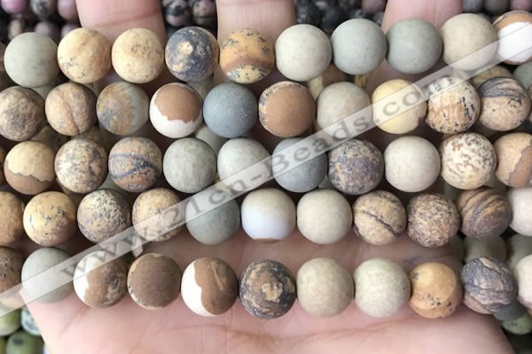 CPJ653 15.5 inches 10mm round matte picture jasper beads wholesale